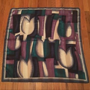Vintage Tulip Flower purple green & white Scarf
